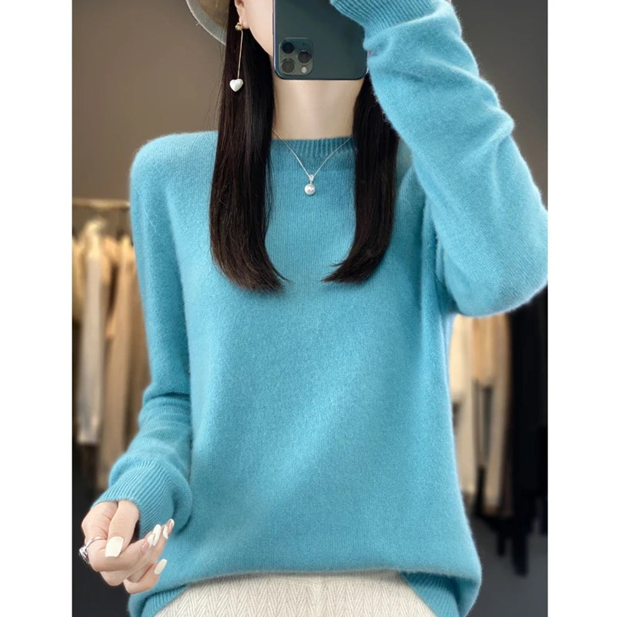 Sweater with Round Neck and Long-Sleeve Pullover - Image 13
