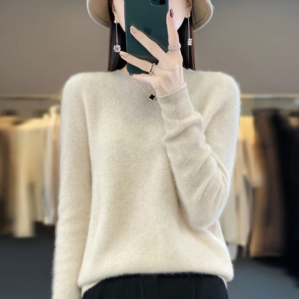 Sweater with Round Neck and Long-Sleeve Pullover - Image 6