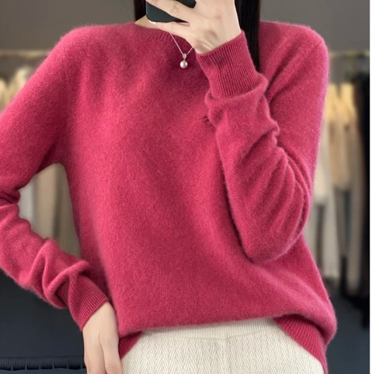Sweater with Round Neck and Long-Sleeve Pullover - Image 8