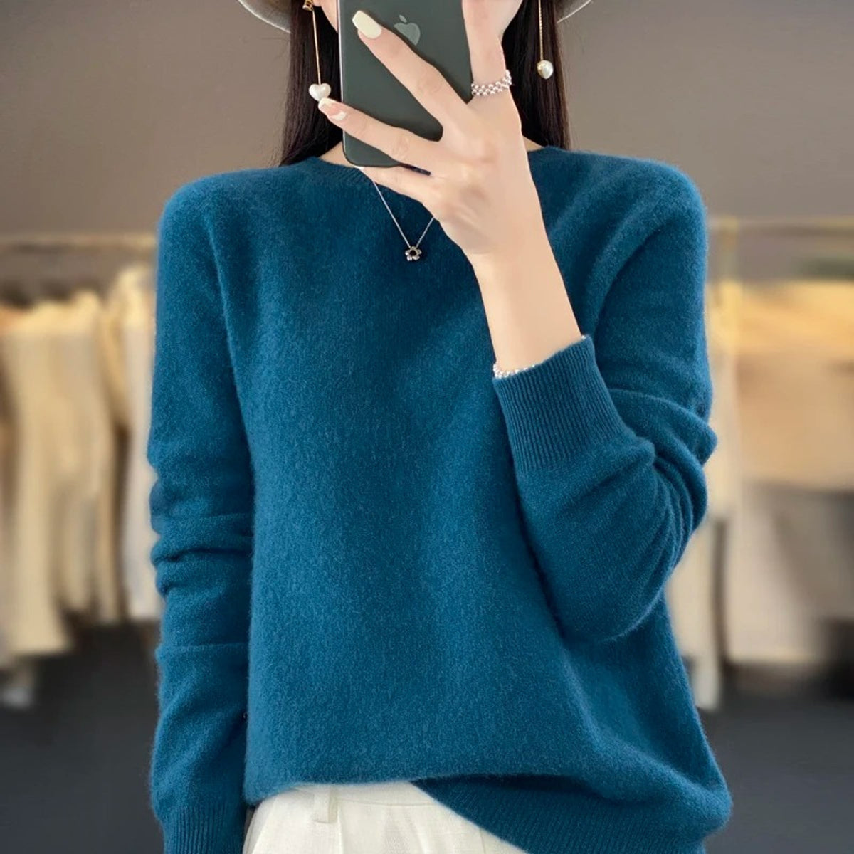 Sweater with Round Neck and Long-Sleeve Pullover - Image 9