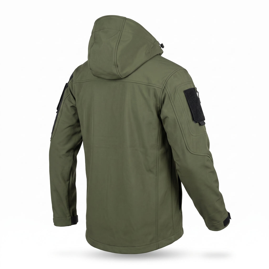 Tactical Softshell Jacket Waterproof Outdoor Full-Zip With Hood - angle