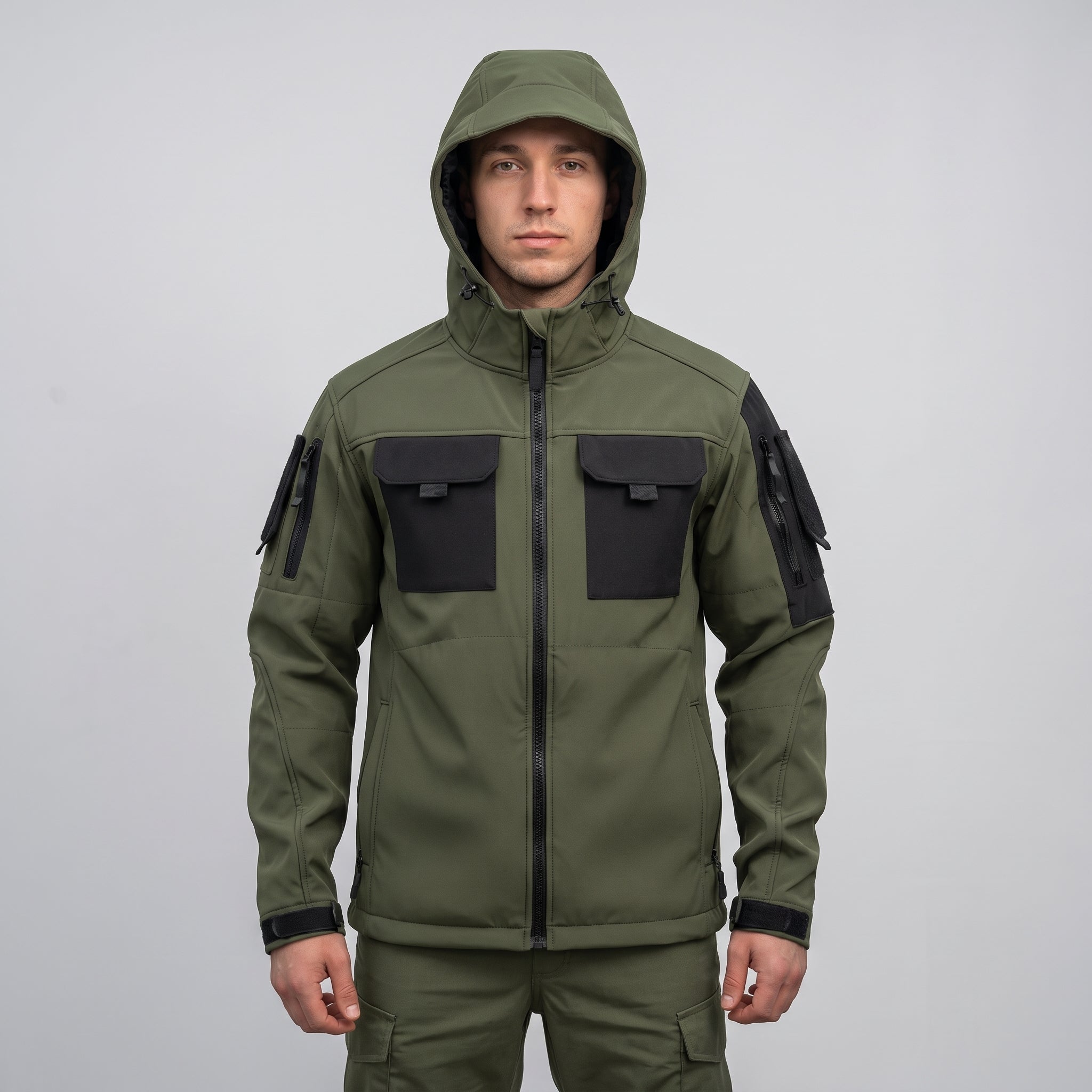 Tactical Softshell Jacket Waterproof Outdoor Full-Zip With Hood - hero