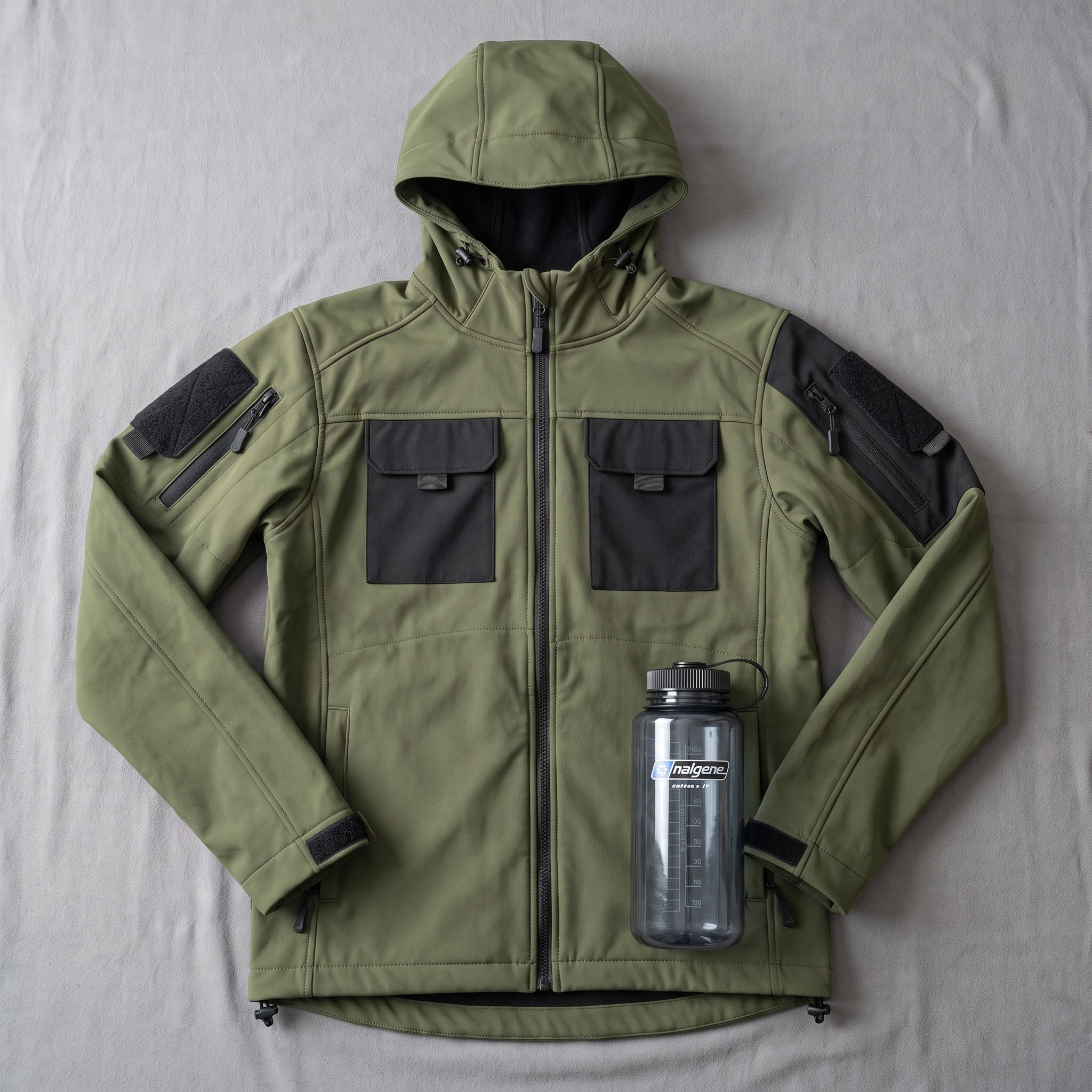 Tactical Softshell Jacket Waterproof Outdoor Full-Zip With Hood - scale