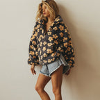 Teddy Fleece Jacket with Half-Zip Oversized Fit and Floral Print - Image 3