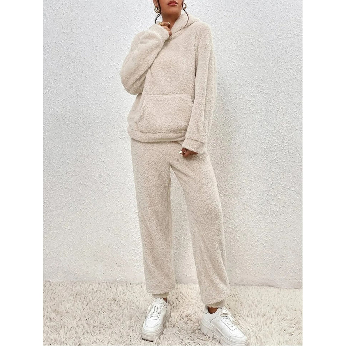 Teddy Pajama Set with Warm Hoodie and Kangaroo Pocket - Image 3
