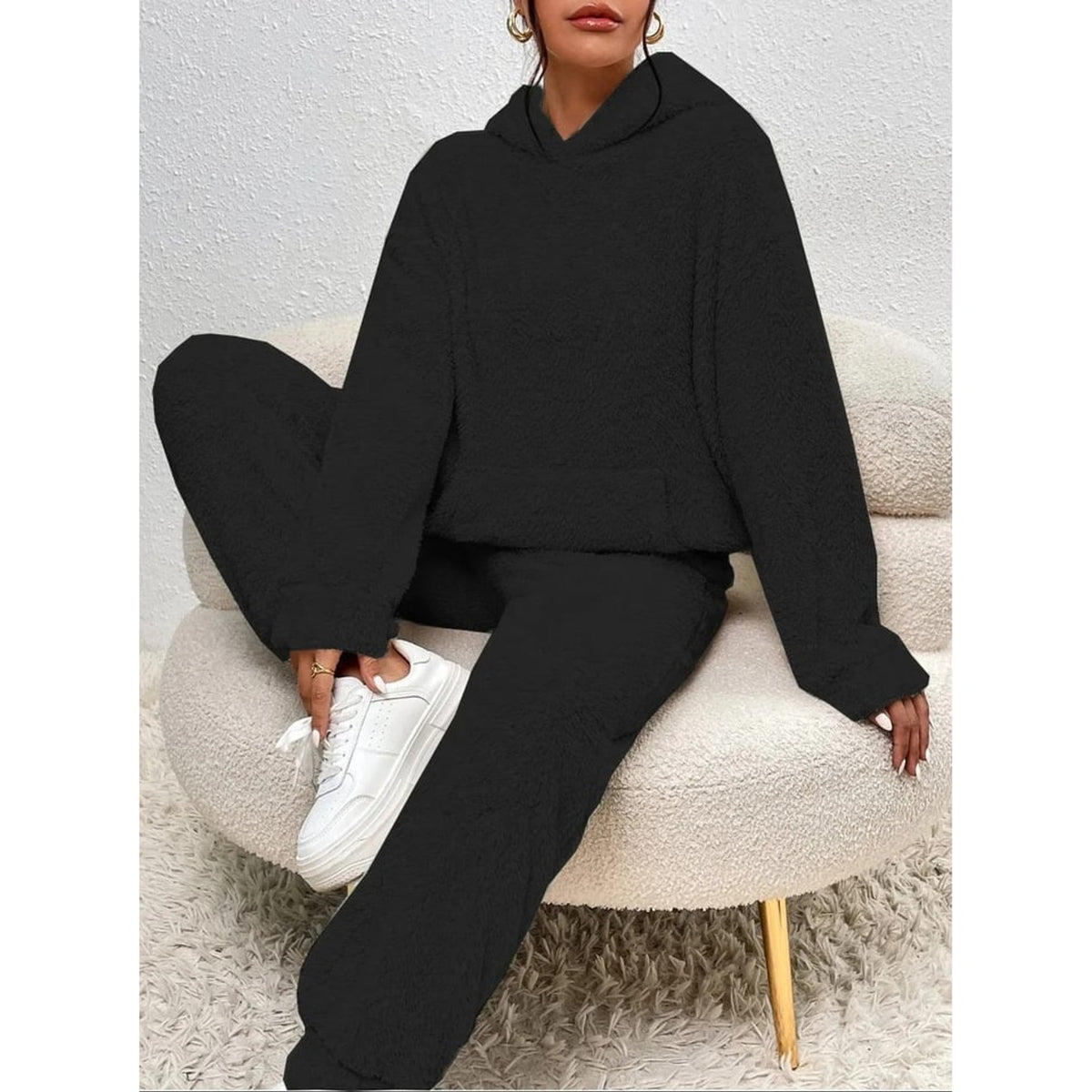 Teddy Pajama Set with Warm Hoodie and Kangaroo Pocket - Image 6