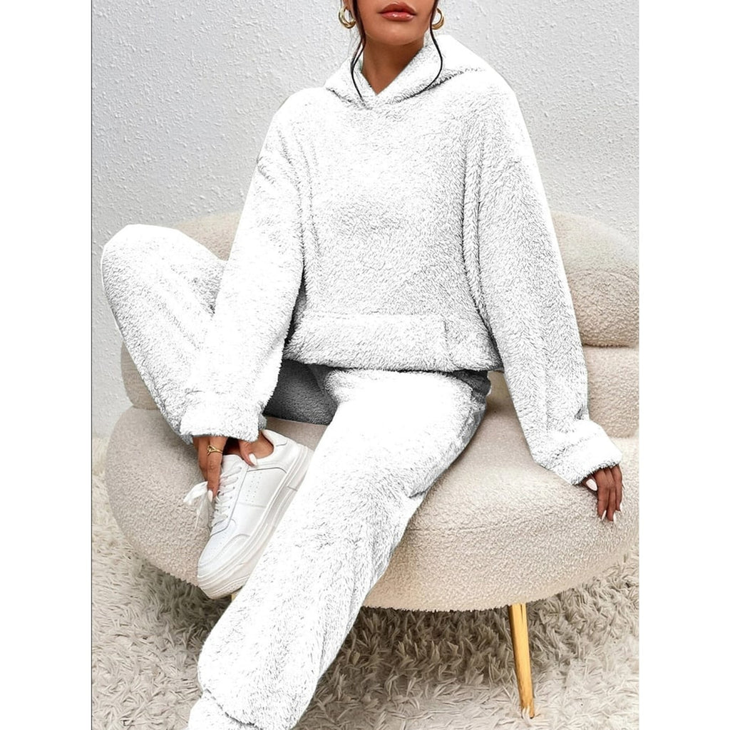 Teddy Pajama Set with Warm Hoodie and Kangaroo Pocket - Image 7