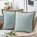 Textured Fringe Trim Decorative Cushion Cover - Image 1