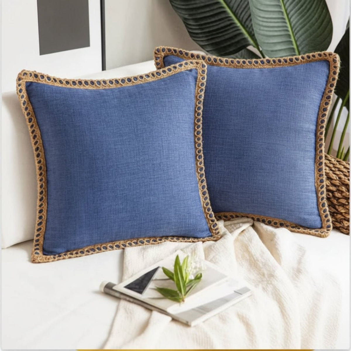 Textured Fringe Trim Decorative Cushion Cover - Image 11