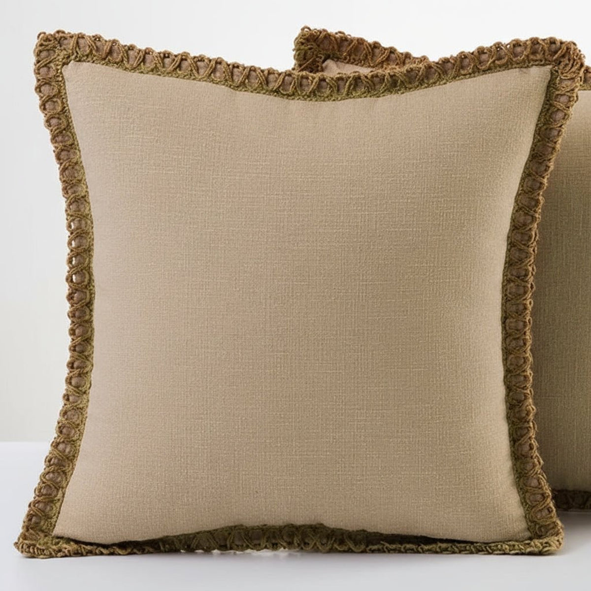 Textured Fringe Trim Decorative Cushion Cover - Image 3