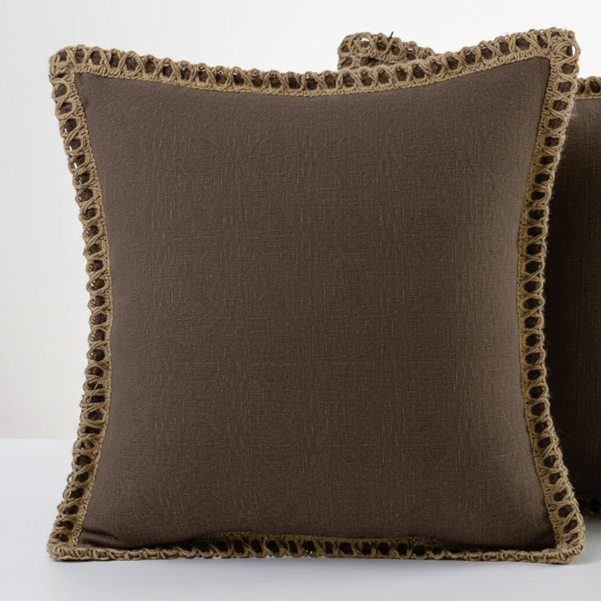 Textured Fringe Trim Decorative Cushion Cover - Image 4