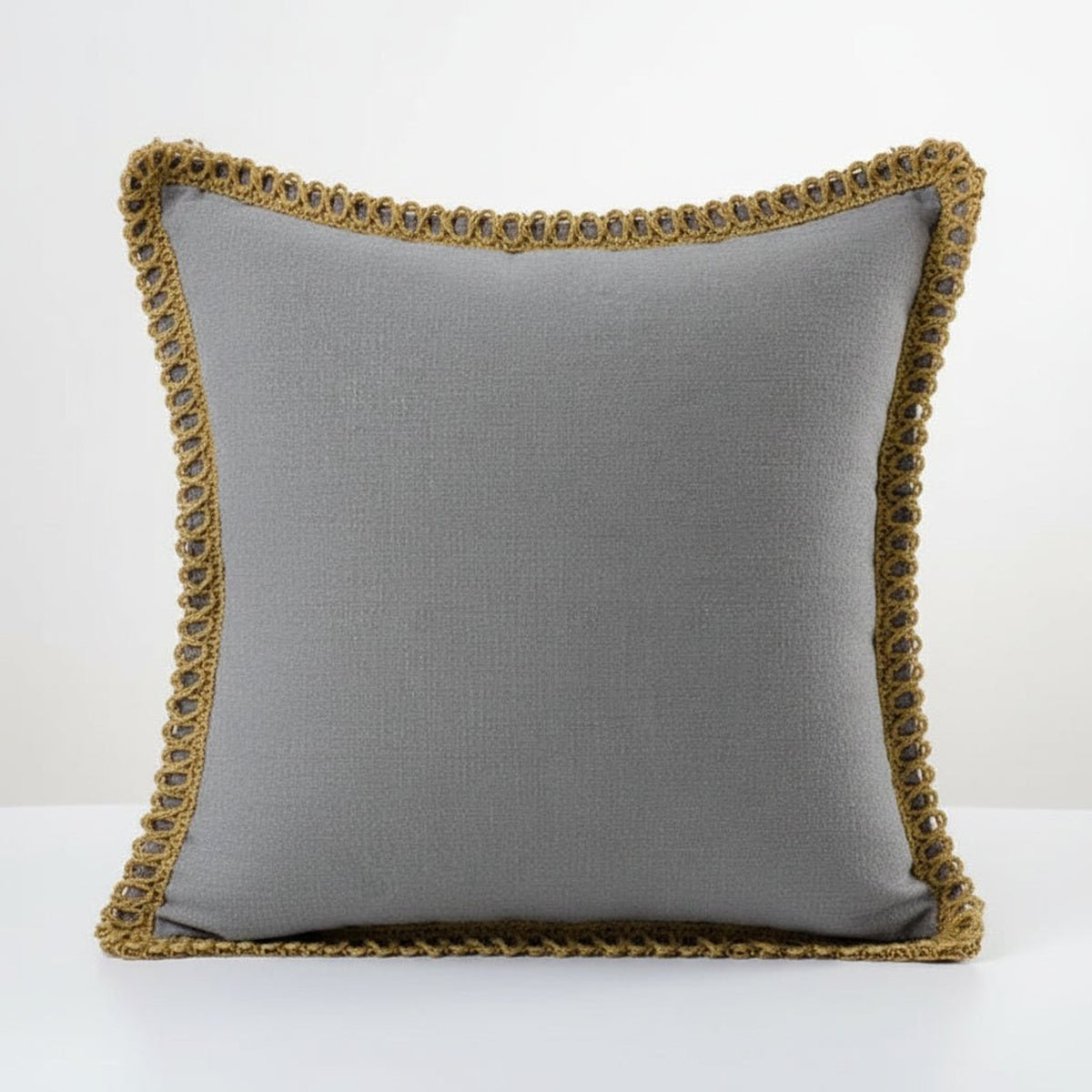 Textured Fringe Trim Decorative Cushion Cover - Image 9
