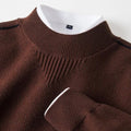 Textured Knit Sweater with Easy Fit and Ribbed-Mock Collar - Image 1