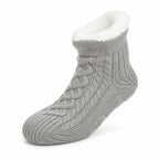 Thermal Socks With Fleece Lining And Non-Slip Cable Knit - Image 1
