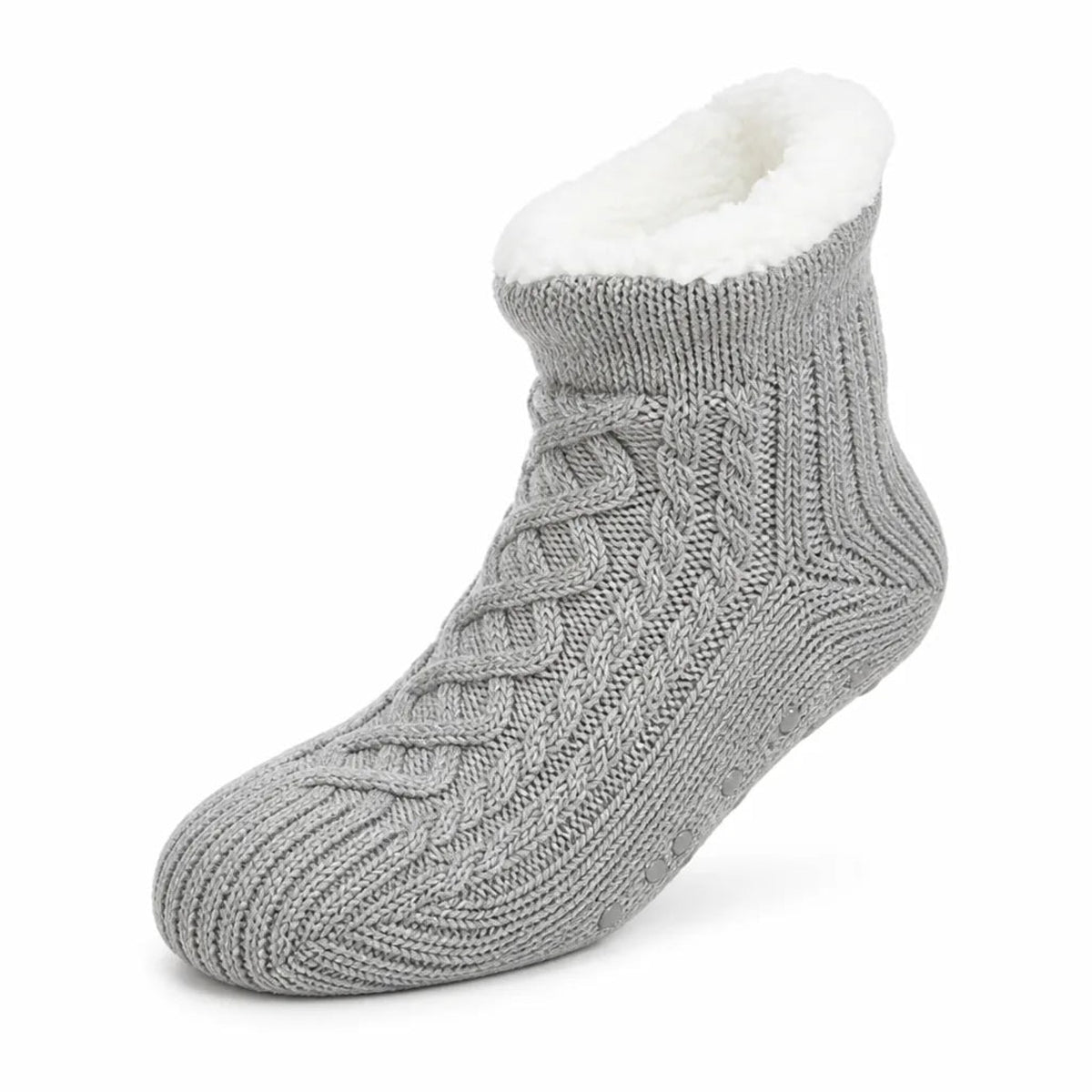 Thermal Socks With Fleece Lining And Non-Slip Cable Knit - Image 1