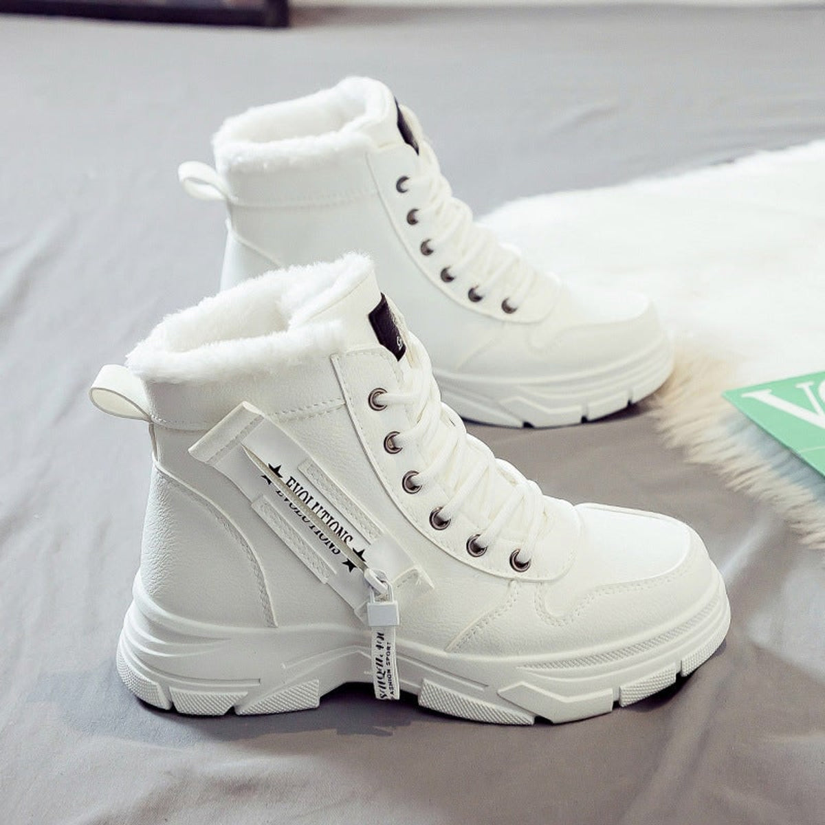 Thermal Winter Boots with Fleece-Lined High Top and Side Zipper - Image 2