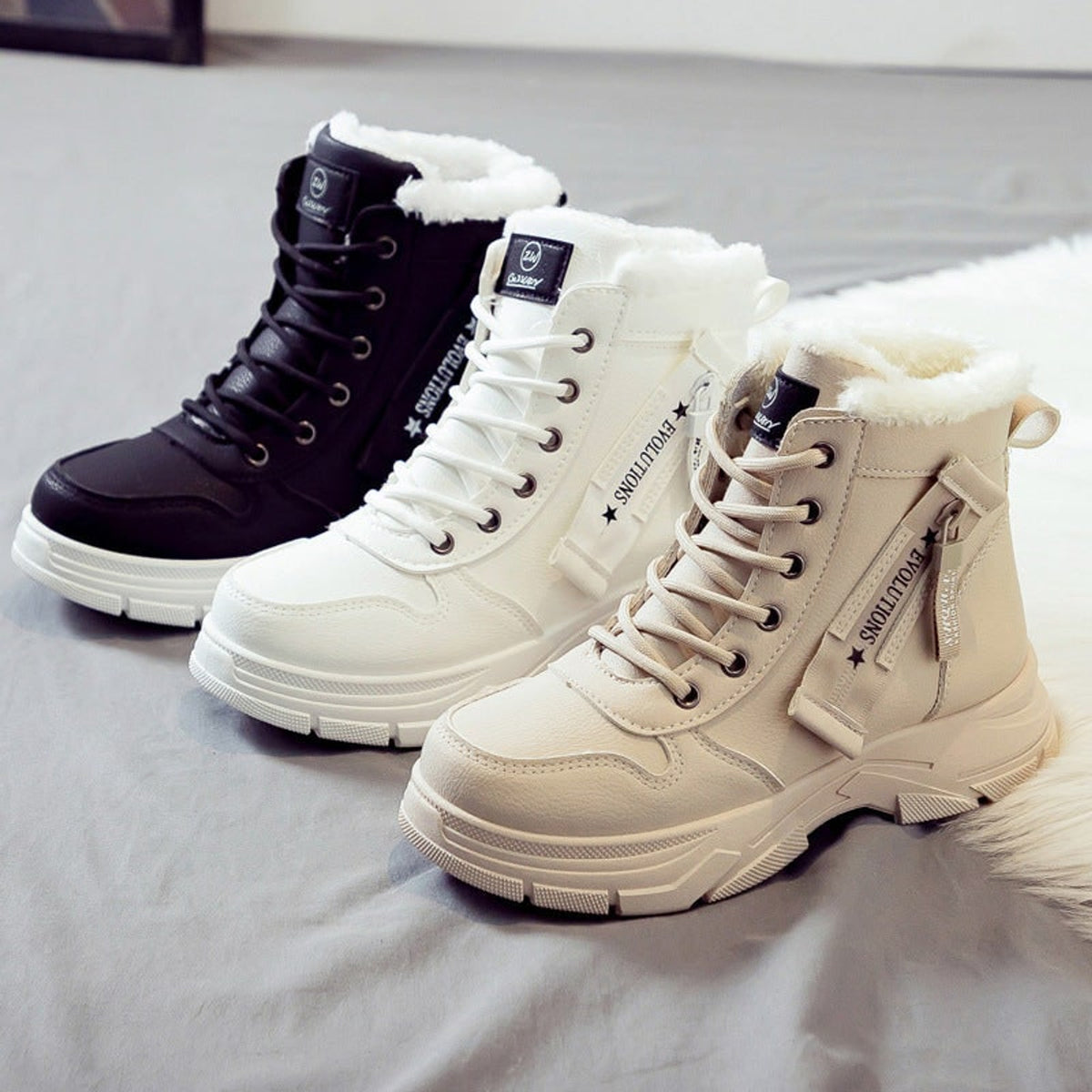 Thermal Winter Boots with Fleece-Lined High Top and Side Zipper - Image 6