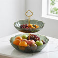 Tiered Fruit Bowl Organizer With Scalloped Edges And Gold Handle - Image 2