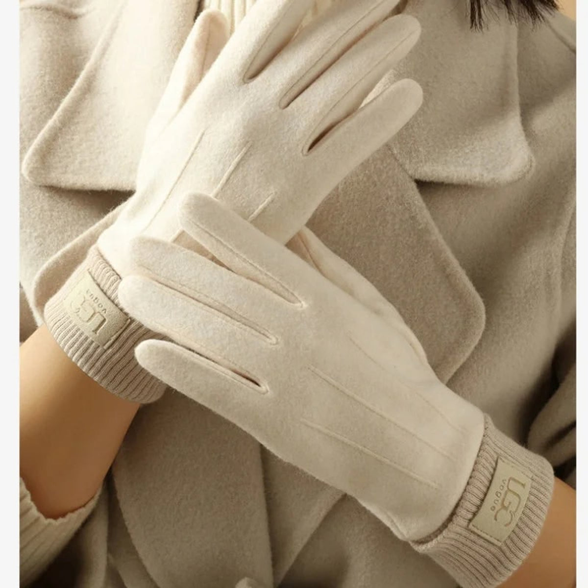 Touchscreen Gloves with Cashmere Blend Fingered and Ribbed Cuff - Image 3