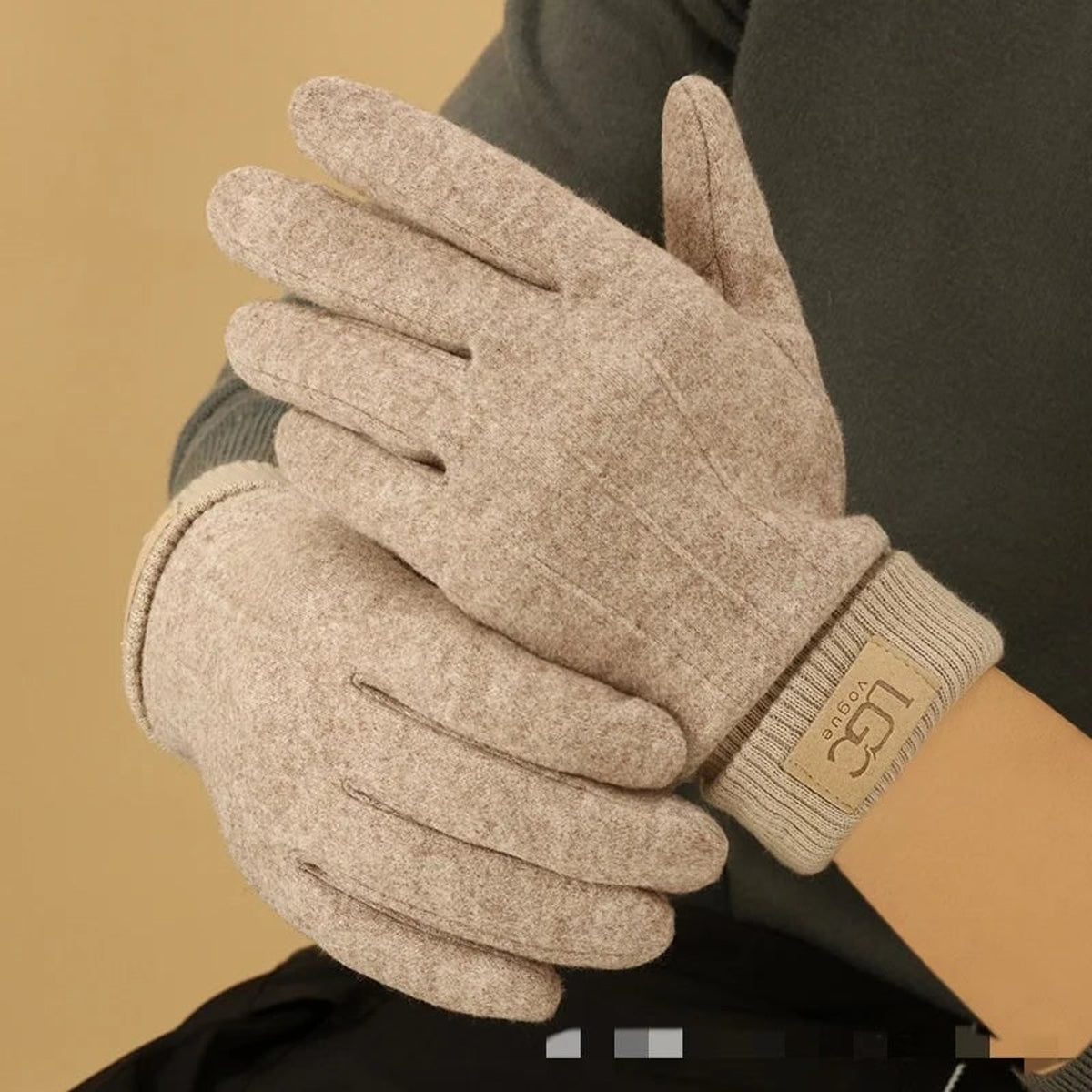 Touchscreen Gloves with Cashmere Blend Fingered and Ribbed Cuff - Image 7
