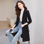 Trench Coat Black Double-Breasted Long - Image 1