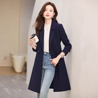 Trench Coat Black Double-Breasted Long - Image 2