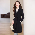 Trench Coat Black Double-Breasted Long - Image 4