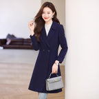 Trench Coat Black Double-Breasted Long - Image 5