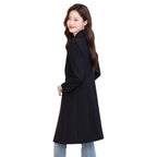 Trench Coat Black Double-Breasted Long - Image 6