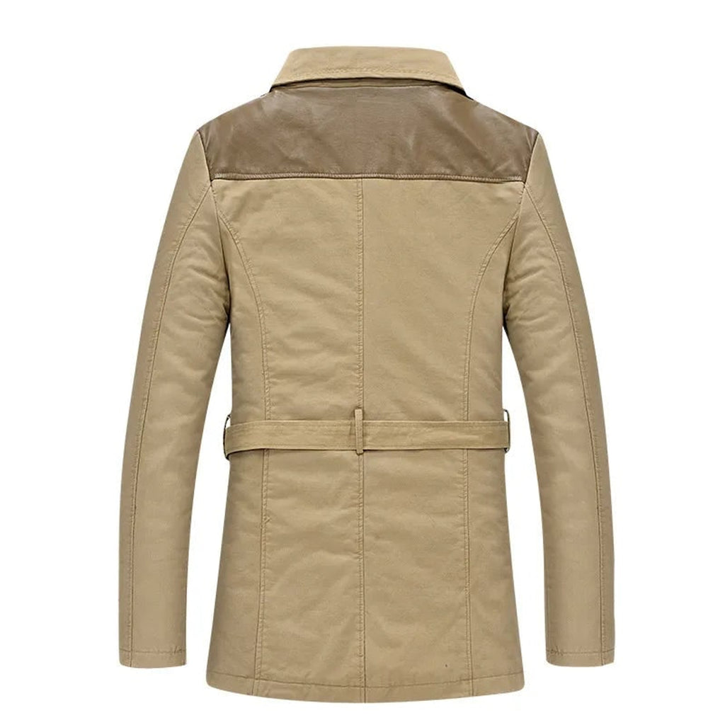 Trench Coat Men Button Front Fur Lining - Image 2