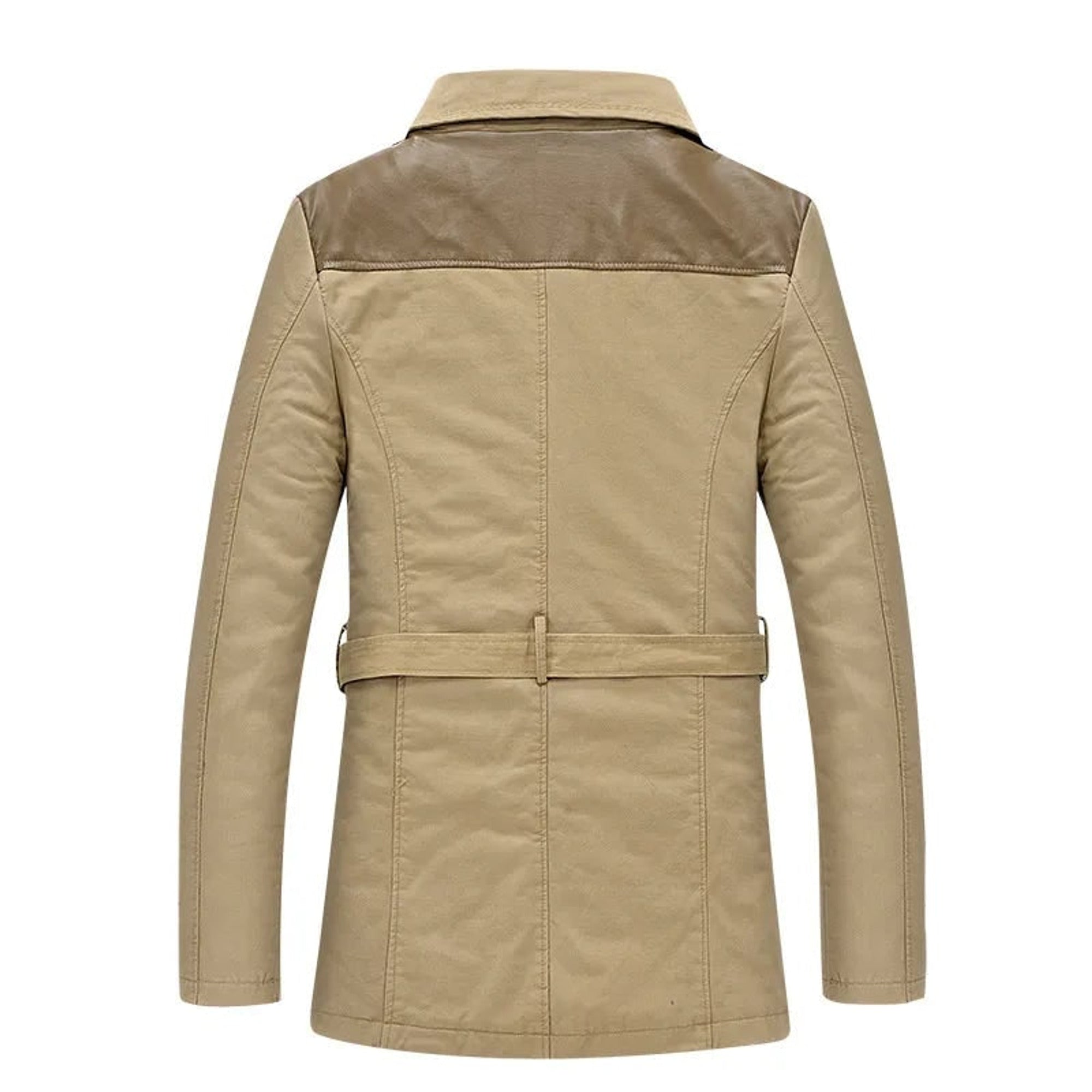 Trench Coat Men Button Front Fur Lining - Image 2