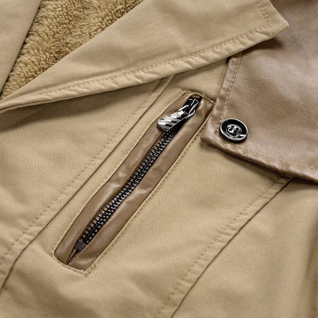 Trench Coat Men Button Front Fur Lining - Image 3