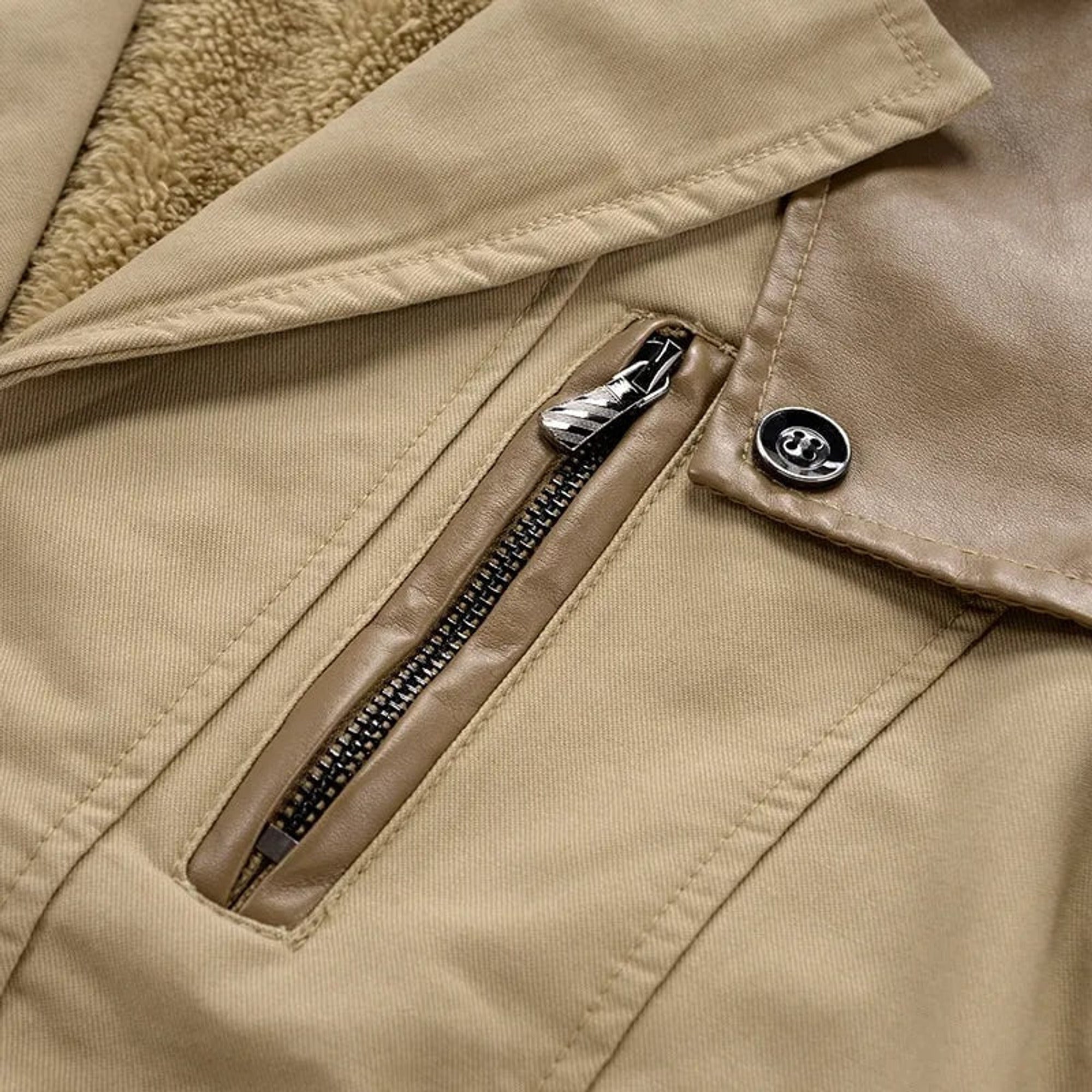 Trench Coat Men Button Front Fur Lining - Image 3