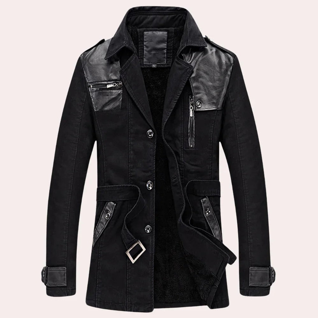 Trench Coat Men Button Front Fur Lining - Image 4