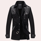 Trench Coat Men Button Front Fur Lining - Image 4