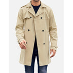 Trench Coat Men Double-Breasted Knee-Length With Belt - Image 1