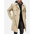 Trench Coat Men Double-Breasted Knee-Length With Belt - Image 2