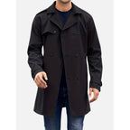Trench Coat Men Double-Breasted Knee-Length With Belt - Image 6