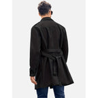 Trench Coat Men Double-Breasted Knee-Length With Belt - Image 8