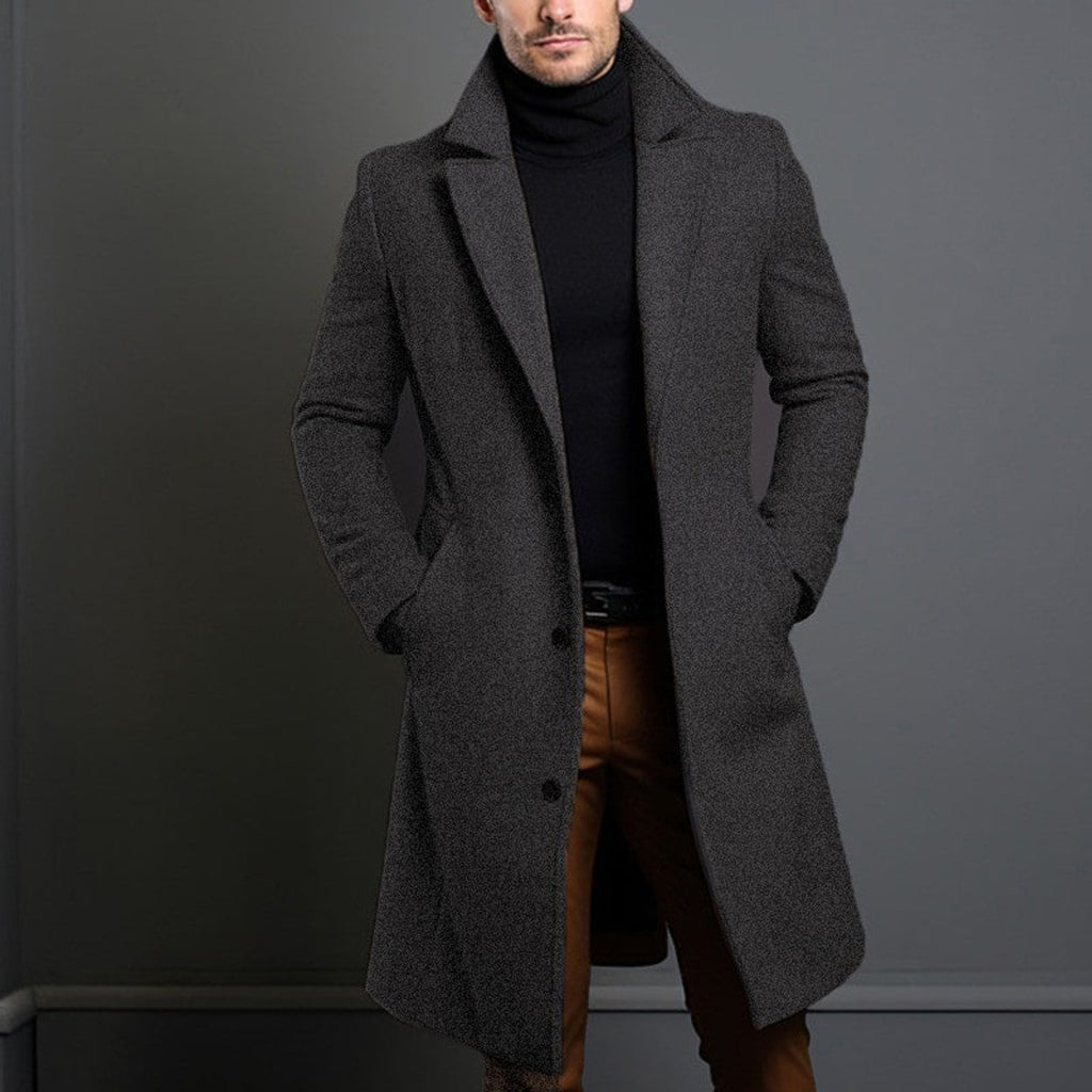 Trench Coat Men Long Notched Lapels - Image 6