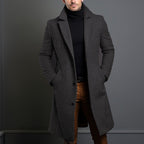 Trench Coat Men Long Notched Lapels - Image 6