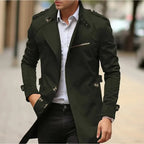 Trench Coat Men Long Single-Breasted With Collar - Image 3