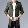 Trench Coat Men Mid-Length Button-Up Collar - Image 3