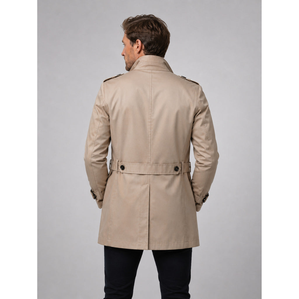 Trench Coat Men Mid-Length With Epaulets - Image 2