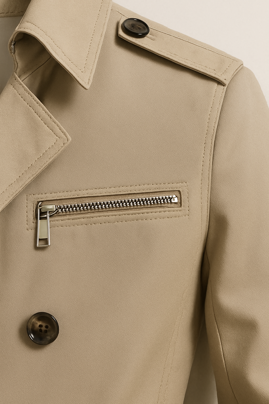 Trench Coat Men Mid-Length With Epaulets - Image 4