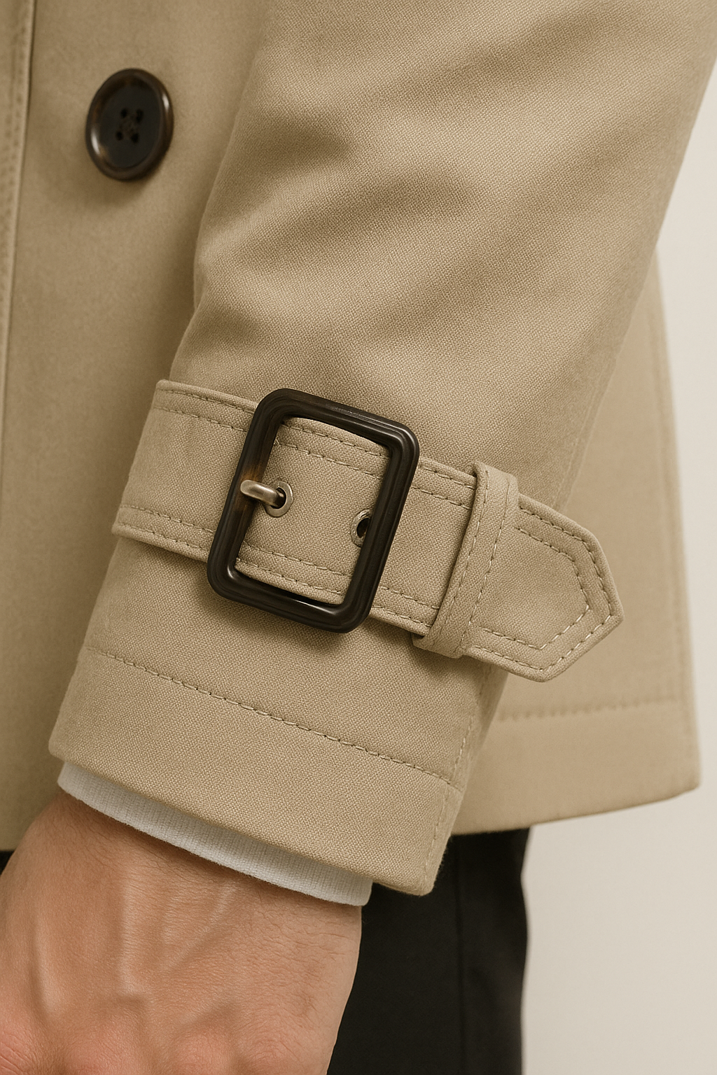 Trench Coat Men Mid-Length With Epaulets - Image 5