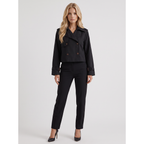 Trench Coat Short Cropped Double-Breasted Jacket Black - Image 1