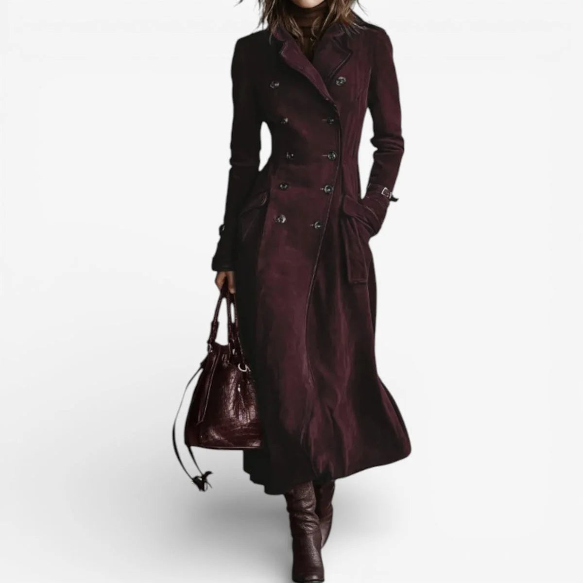 Trench Coat with Flattering Double-Breasted Cut and Notched Lapel - Image 2
