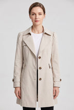 Trench Coat Women's Single Breasted Knee-Length With Button Front And Notch Lapel - Image 1