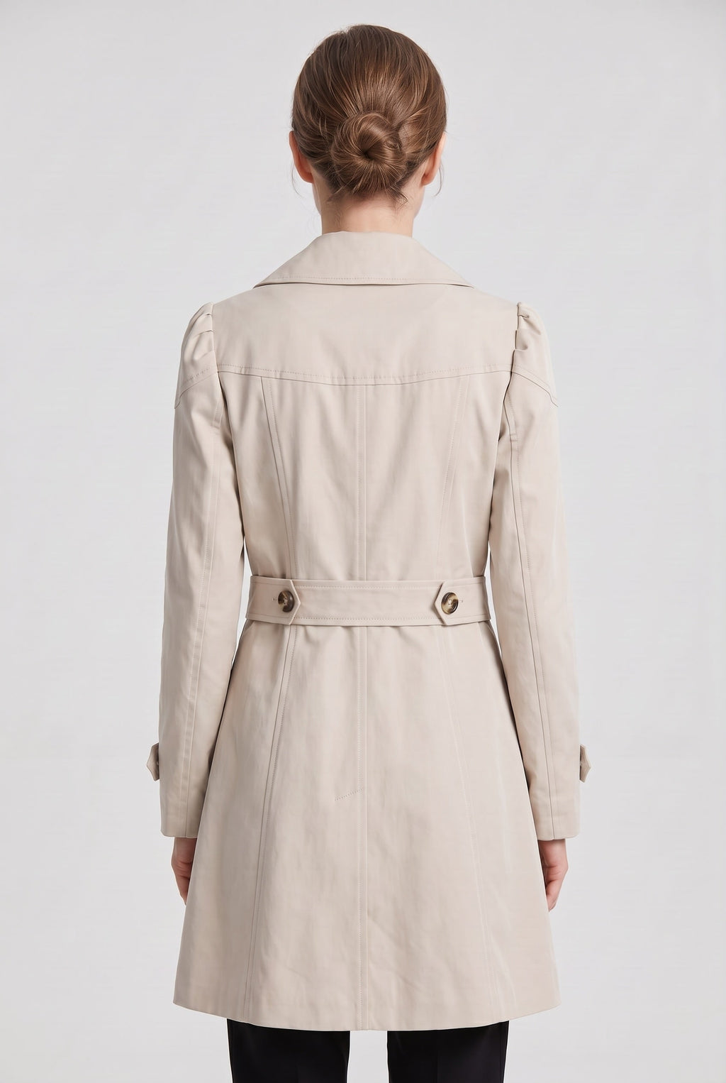 Trench Coat Women's Single Breasted Knee-Length With Button Front And Notch Lapel - Image 2